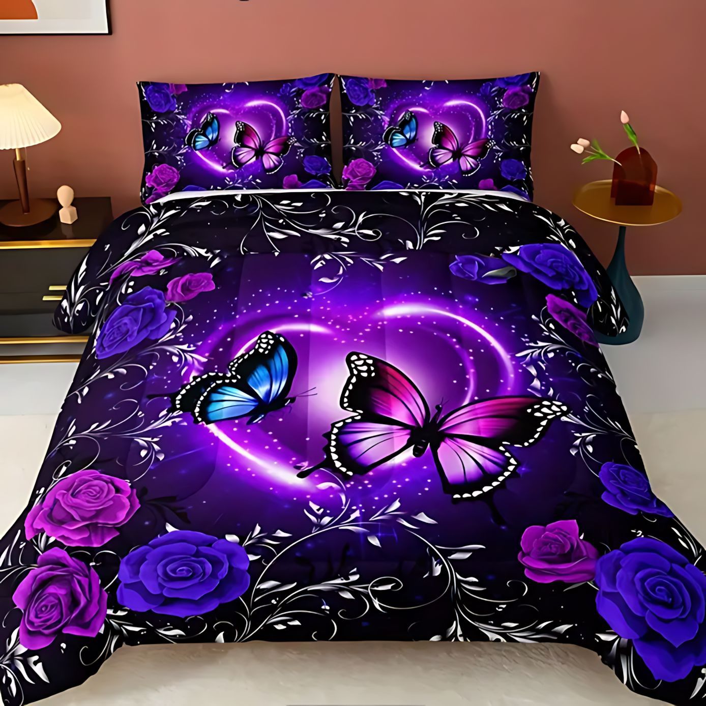 TEMU / JIT amor mariposa flor digital impresión 3D quilt kit fuente fabricante a través de la frontera puede fijar