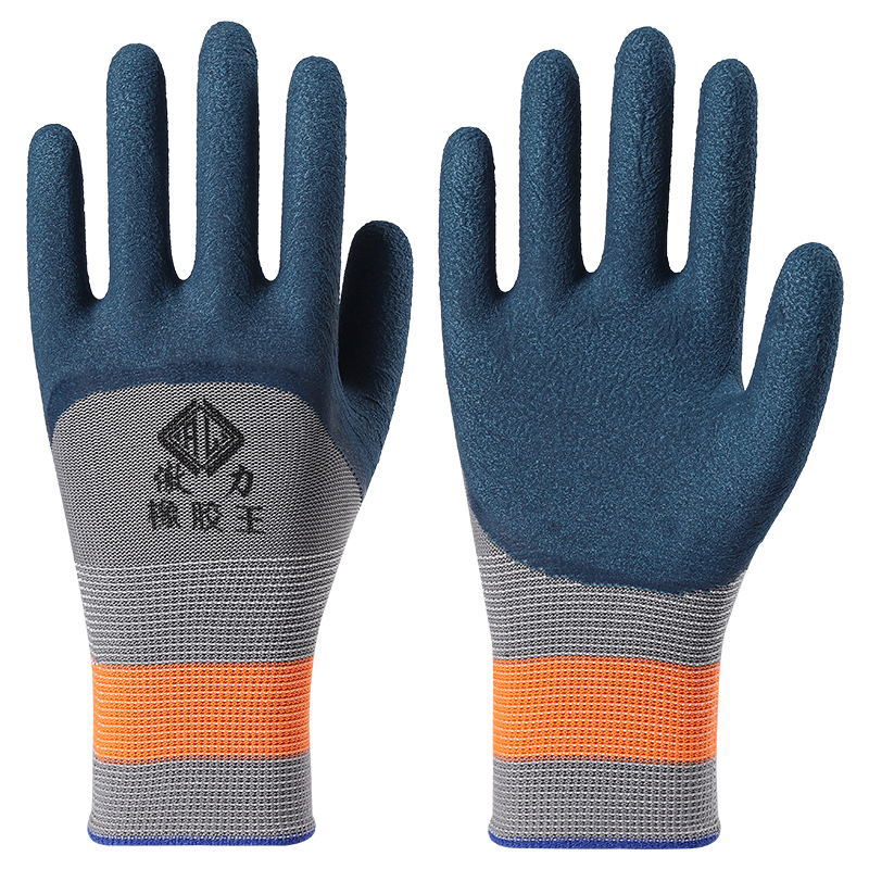 Guantes de protección laboral neumáticos de goma de goma de trabajo de trabajo de nylon impregnado guantes de látex al por mayor