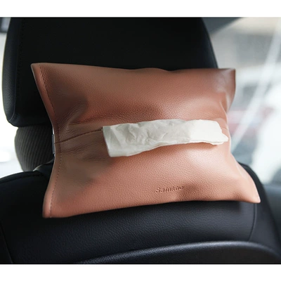 Box Creative Seat Strap – Car tissue box/set - car-tissue-box-pink-with-straps