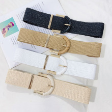 新款韩版棉麻风PP草编织女腰带合金扣连衣裙长衫装饰皮带工厂批发