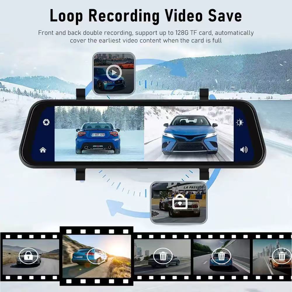 High-Definition 9.66inch Car-Mounted Carplay Mobile Phone Wireless Connection Dash Cam with Front and Rear Dual Recording 4K Navigation Device