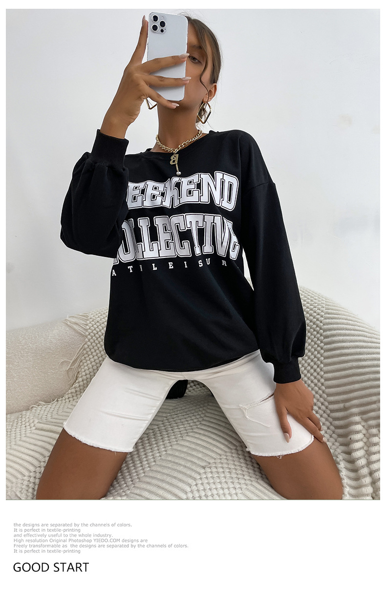 women s round neck letter printed pullover sweatshirt nihaostyles wholesale clothing NSDMB81770