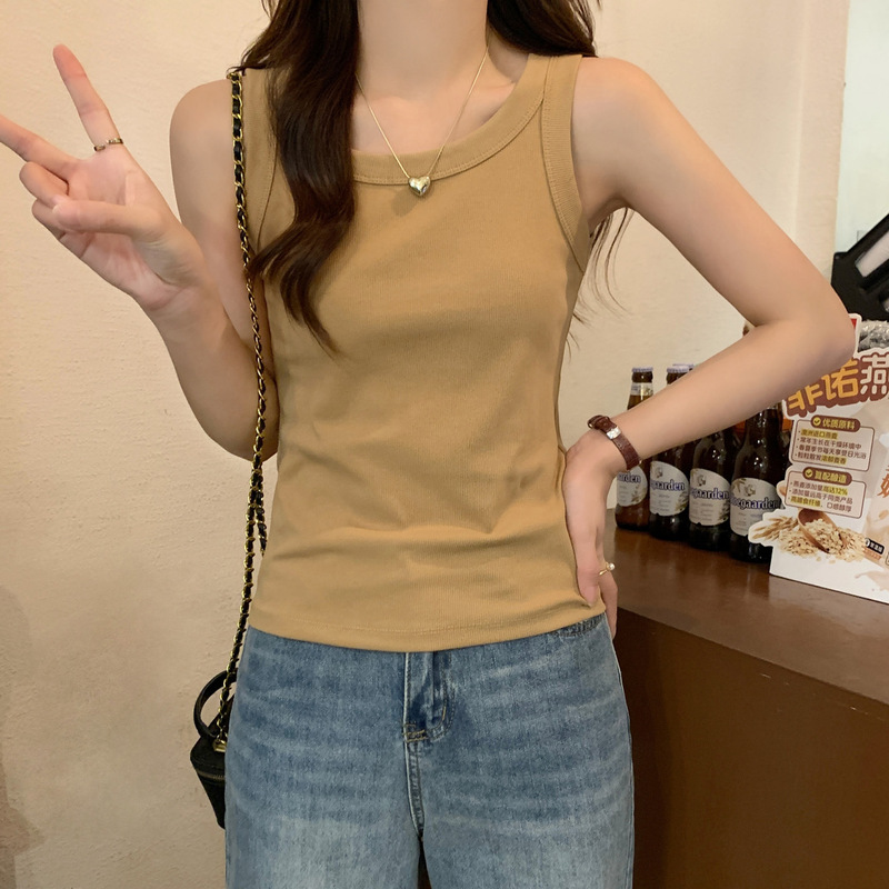 宽肩带遮副乳工字背心女夏季吊带内搭无袖打底修身显瘦辣妹小上衣|undefined