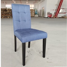 定制美式实木靠背拉扣黑色高背软包包间餐椅 高档包布餐厅椅