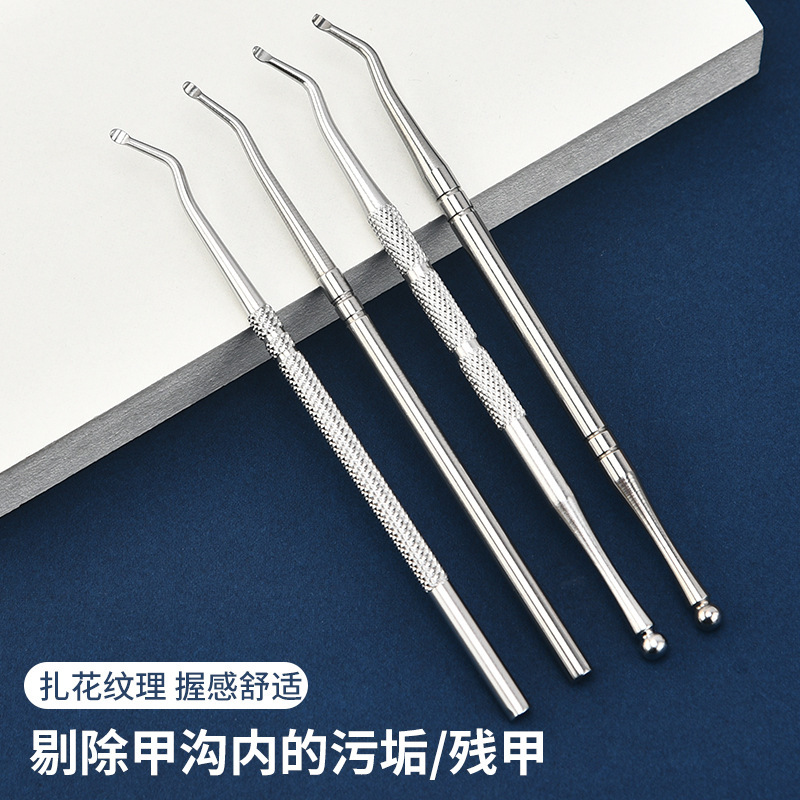 Short Single Head Round Bead Nail Picking Tool Stainless Steel Elbow Nail Picking Spoon Nail Picking Spoon Nail Picking Spoon Cleaner Nail Art Tool