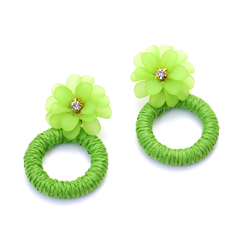 Casual Simple Style Flower Raffia Resin Women's Drop Earrings 1 Pair display picture 4