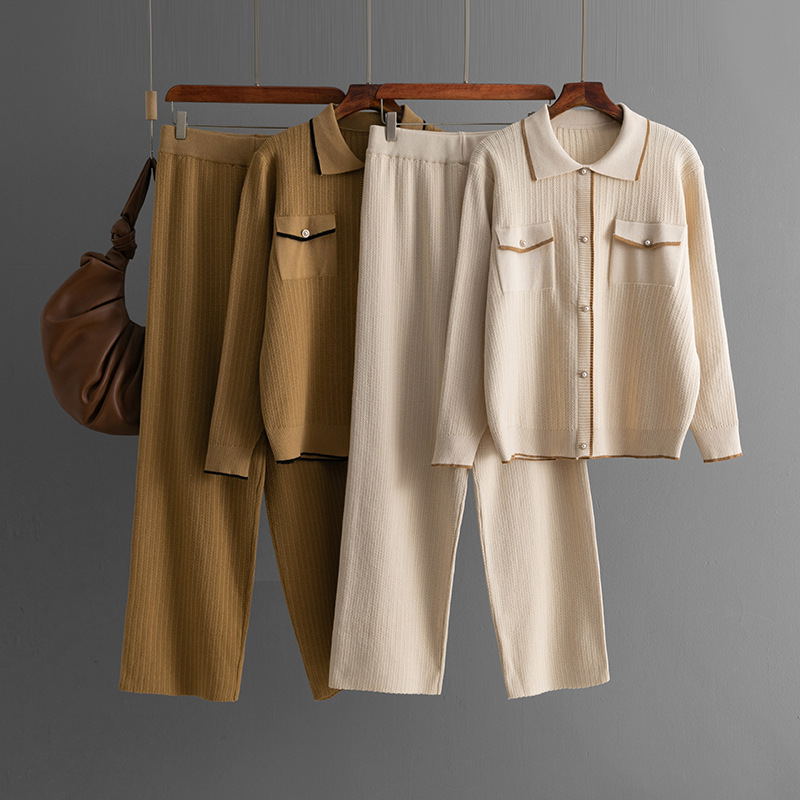 700g Weight Long Sleeve Sleeve Length Viscose fiber Fabric Type Pant Co-ord Set Sets Type 2 Pieces Set Quantity Daily Occasion Turndown Neckline Loose Fit Type Color Block, Stripe Pattern Winter, Autumn Season Women's Gender Button Design Casual Style Daily Women's Casual Color Block Stripe Viscose Fiber Button Pant Co-ord Set Pants Sets 无