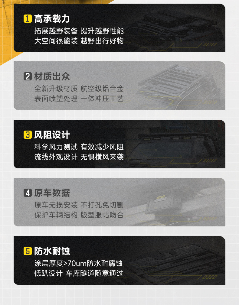 Tank 500 Roof Rack Ladder Modification Wind Expansion Platform Spoiler Side Tent Dedicated for Backpacks