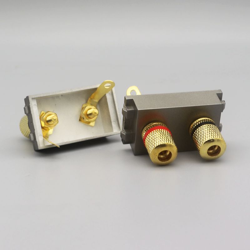 深灰色128型双头环绕音响模块插座5.1音响音频麦克风话筒模块面板