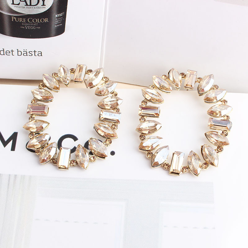Daily Occasion 1 Pair Fashion Geometric Inlay Alloy Crystal Rhinestones Ear Studs