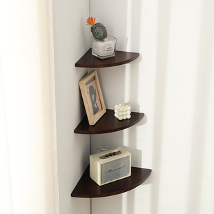 Ft Solid Wood Punch-free Corner Storage Rack Living Room Corner Corner Wall Hanging Partition Bedroom Fan-shaped Wall Decoration Corner