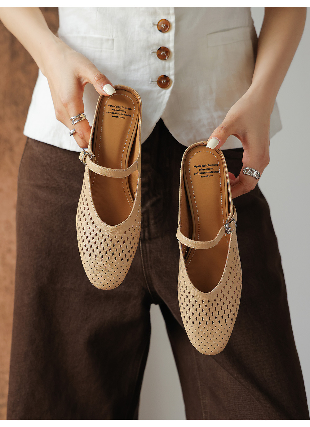 Sandal cao gót nữ hở mũi quai ngang gót 6 cm — đen chi tiết 10