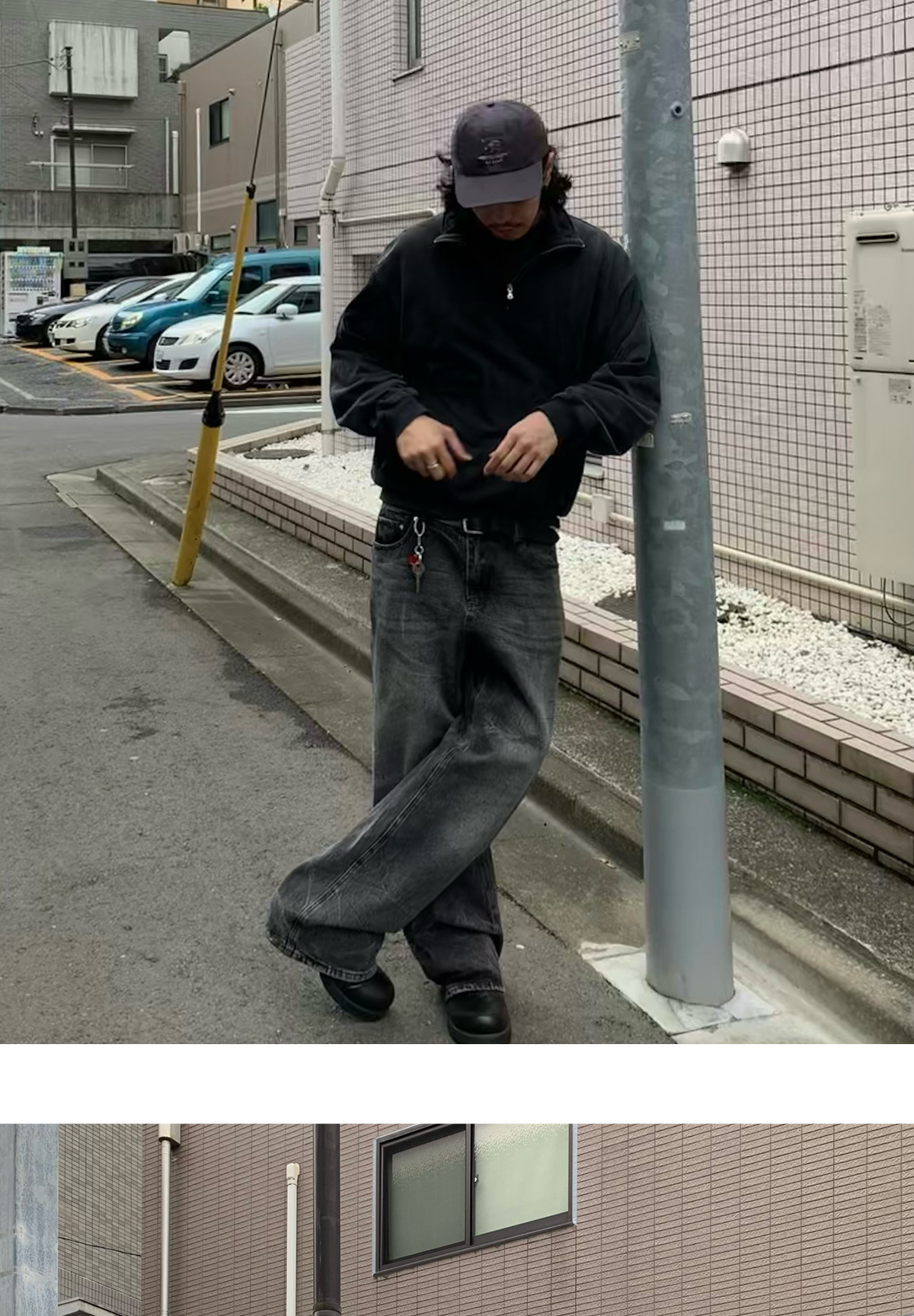 Unisex Vintage Cracked Wash Black Baggy Jeans – Retro Distressed High Street Loose Fit Denim Pants_mkmklike.com