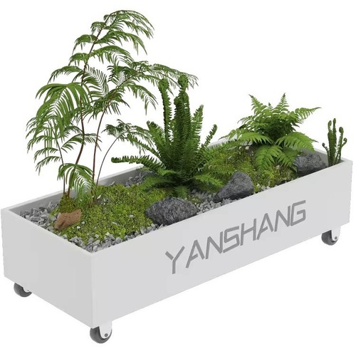 Outdoor movable flower troughs, restaurant store entrances, partition fences, flower boxes, golden street flower pots with wheels, flower beds