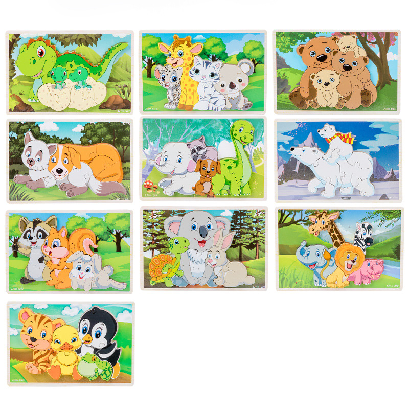 Puzzles de madera tridimensionales bloques de juguetes de construcción para niños 1 1 2 - 3D años y medio 6 niños niñas educación temprana