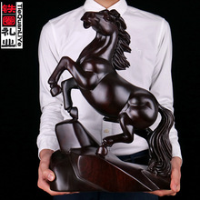 木雕马摆件十二生肖黑檀木实木小件木头办公室工艺品马到成功