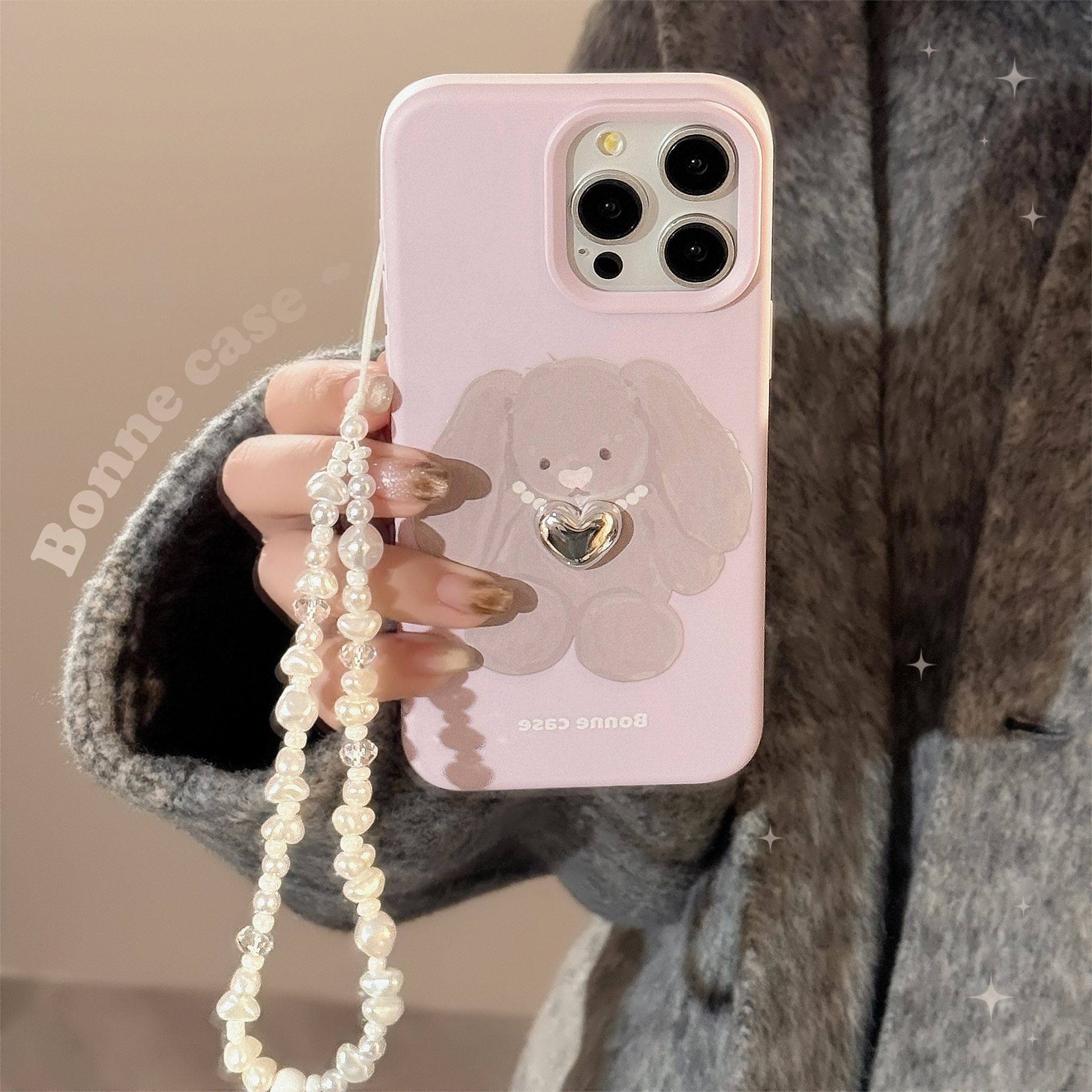 Protective Phone Case With Rabbit & Pearl Necklace For Iphone_voghion.com