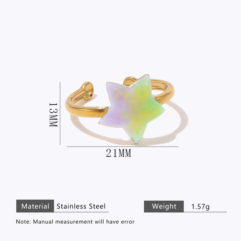 海洋风时尚不锈钢开口可调节戒指海马海星贝壳造型小众设计感指环|undefined