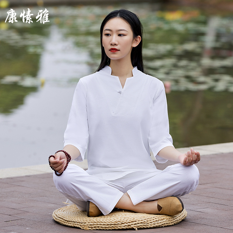 Kang Suya Cotton Linen Chinese Style Chinese Style Zen Suit for Huskery Taiji Suit for suit Summer Meditation Zen Work Clothes Kang Suya Cotton Linen Chinese Style Chinese Style Zen Suit for Huskery Taiji Suit for suit Summer Meditation Zen Work Clothes