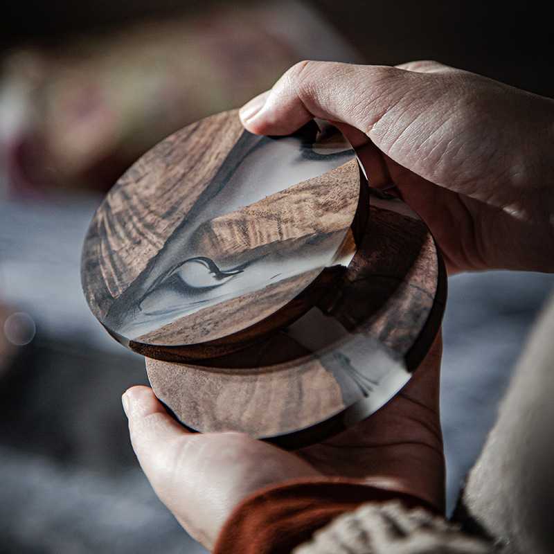 Yabai posavasos de madera simple junta de aislamiento de resina japonesa arte del té juego de té de Kung Fu taza de té estera bandeja de té ceremonia del té Accesorios