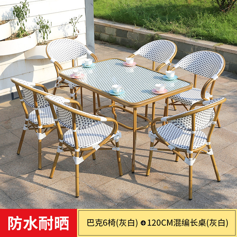 silla de caña al aire libre patio al aire libre silla de caña comunidad al aire libre cafetería leche y té terraza balcón combinación de ocio