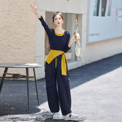 时尚套装女2025春秋新款高级感气质显瘦披肩上衣阔腿工装裤三件套