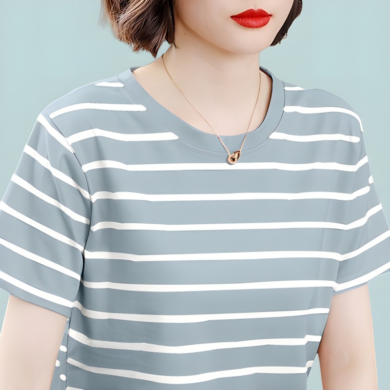 中年妈妈夏装新款体恤女士恤短袖棉宽松显瘦遮肚遮肉上衣洋气