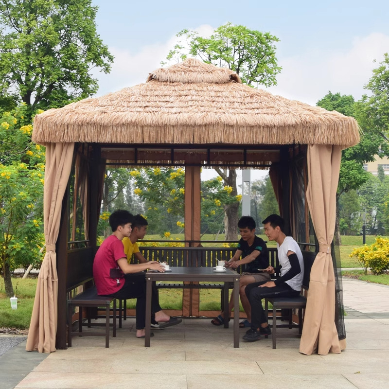 Pabellón al aire libre, techo galvanizado, pabellón de cuatro pilares, patio, jardín, techo, toldo de ocio, gran dosel de lluvia