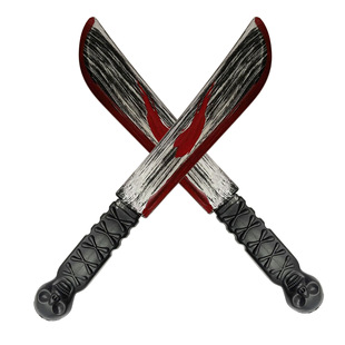 Halloween Performance Sword Spoof Toy Saw Model Horror Ghost Head Kitchen Knife Plastic Long Knife Model Weapon