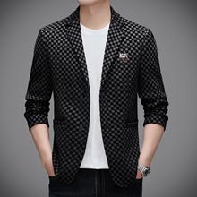 专柜品质格子休闲西服外套男2025春秋季新款韩版潮流男士西装代发