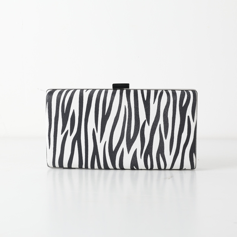 Patrón de cebra directo de fábrica bolso de noche de moda europea y americana embrague PU cadena Comercio exterior bolso de noche transfronterizo exclusivo