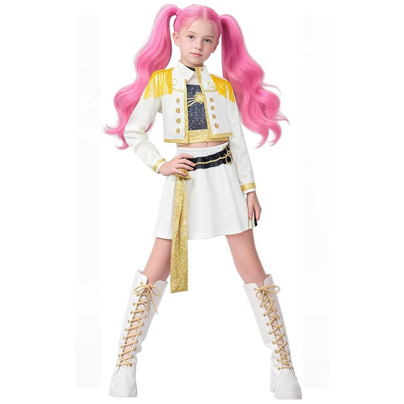 2025亚马逊女孩恶魔猎人服装黑金儿童流行歌手童装套装猎魔女团|undefined