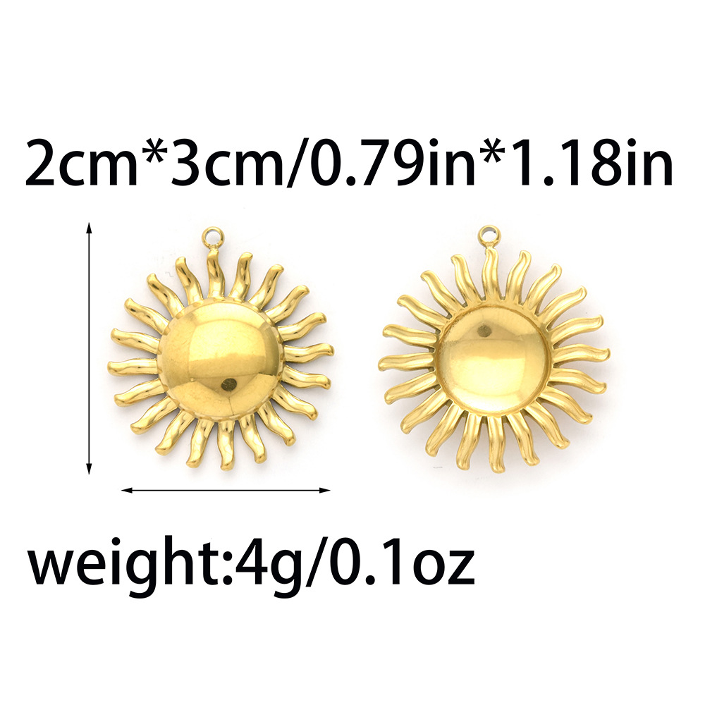 25g Weight 1 Piece 304 Stainless Steel 18K Gold Plated Sun Polished Pendant DIY Ornament Accessories