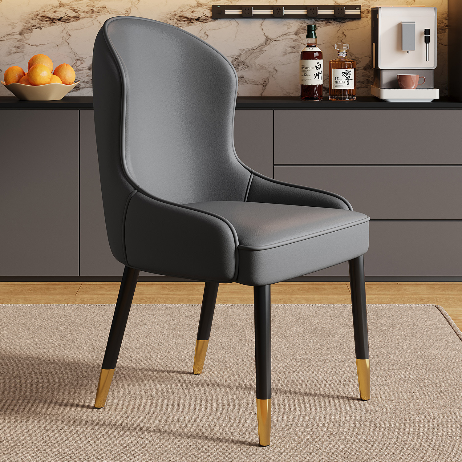 Dining Chair, Home Dining Table Chair, Backrest Chair, Light Luxury, High-End Feel, Hotel Restaurant New Model, Commercial Soft-Covered Tea Table Chair