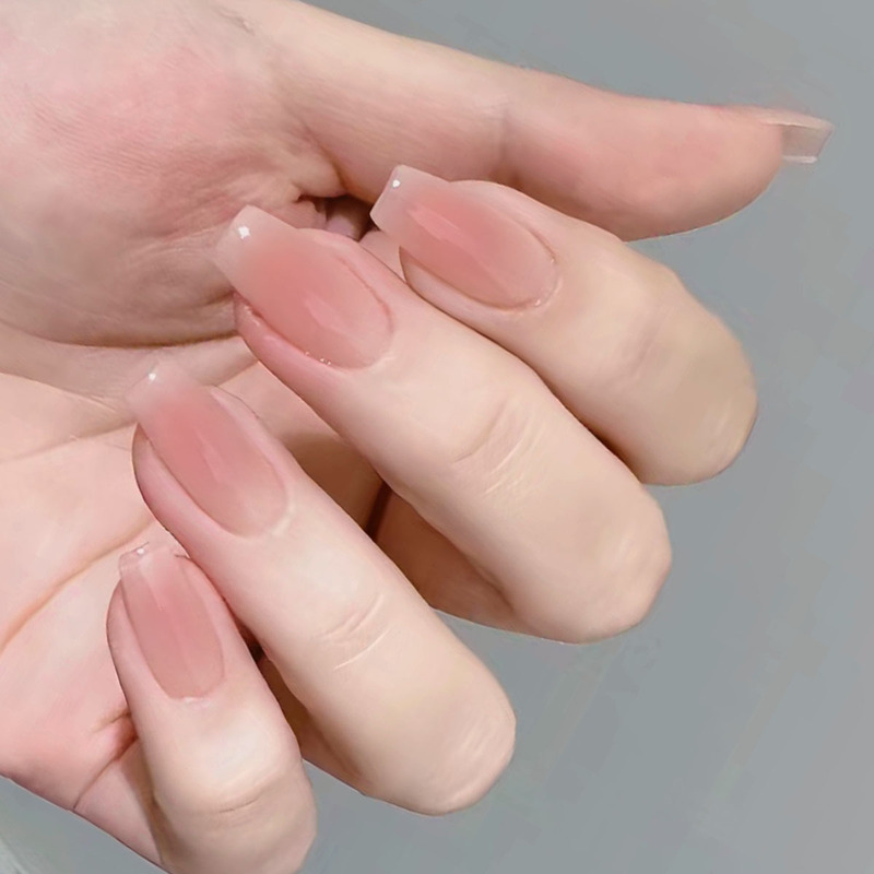 Nude Peach Powder Pure Blush Nail Art Gradient Wear Armor Medium Long Little Red Book Explosions Finished Patch Nails