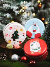 圣诞节铁罐平安夜礼品盒圆形铁盒饼干雪花酥糖果曲奇礼物盒烘焙盒