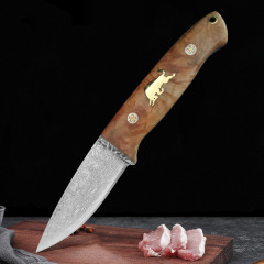 クロスボーダー特硬ダマスカス鋼折り畳み多目的ナイフ果物ナイフ屋外で羊肉を食べて果皮を削る携帯ナイフ