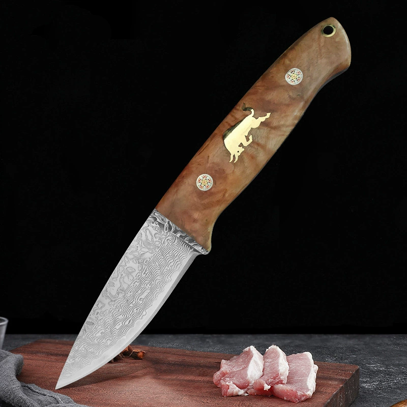 Cross-border special hard Damascus steel folding multi-use small knife fruit knife outdoor eating mutton peeling portable knife