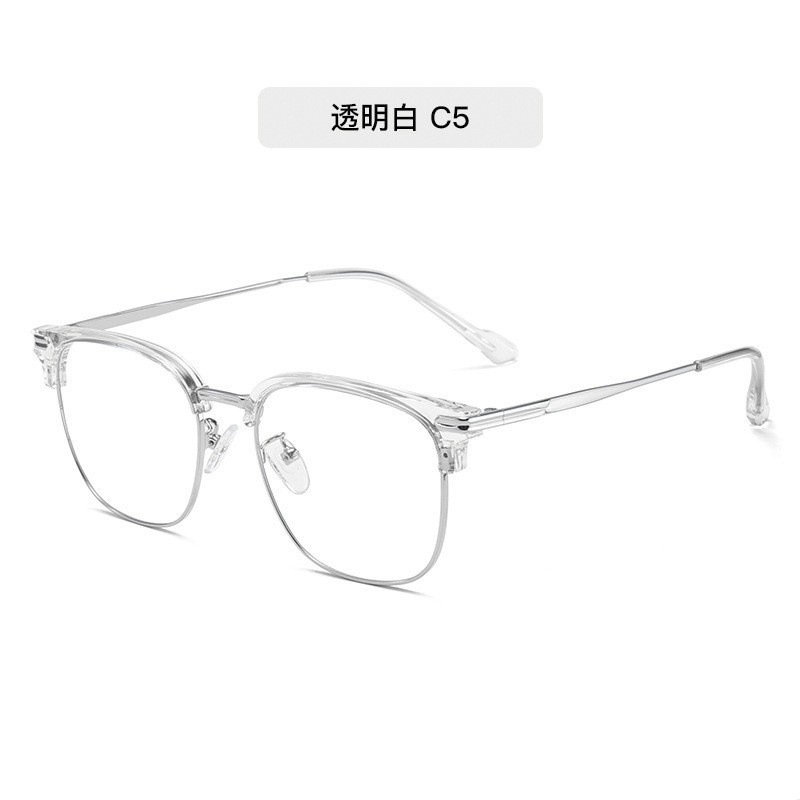 TR90 gafas para hombres con grados de gran cara, miopía, cara pequeña, marco de ojos, medio marco de cejas femeninas