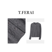 胖**同款2025秋冬季新款全羊毛衫女士通勤百搭气质纯色圆领开衫