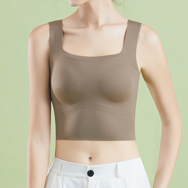 Beautiful back seamless small camisole women's inner strap with chest pad integrated non-steel ring tube top underwear base outer wear Beautiful back seamless small camisole women's inner strap with chest pad integrated non-steel ring tube top underwear base outer wear