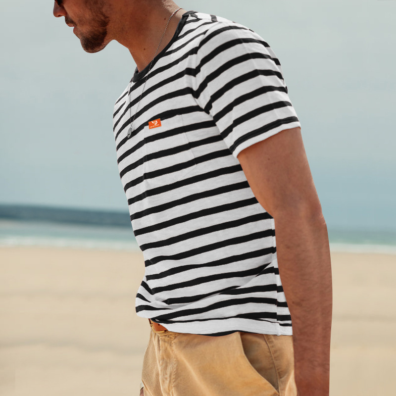 Men's Stripe T-shirt Men's Clothing display picture 17