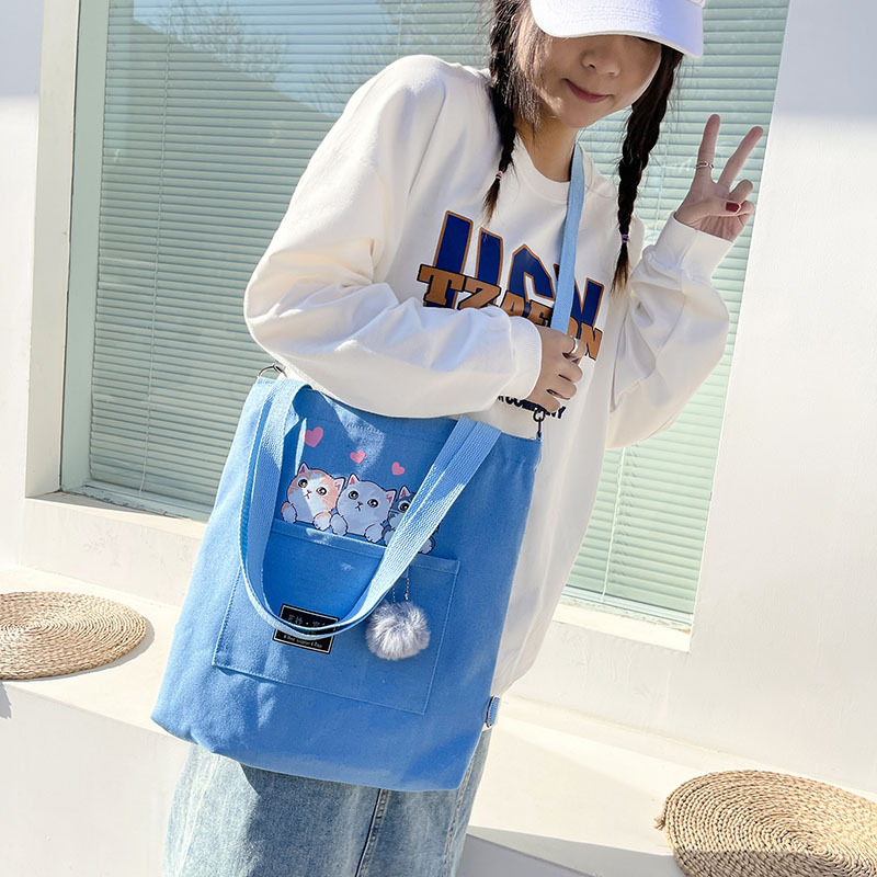 Large-capacity canvas bag 2024 new style fashionable and trendy student class bag, Korean-style simple tutorial bag, one-piece consignment undefined
