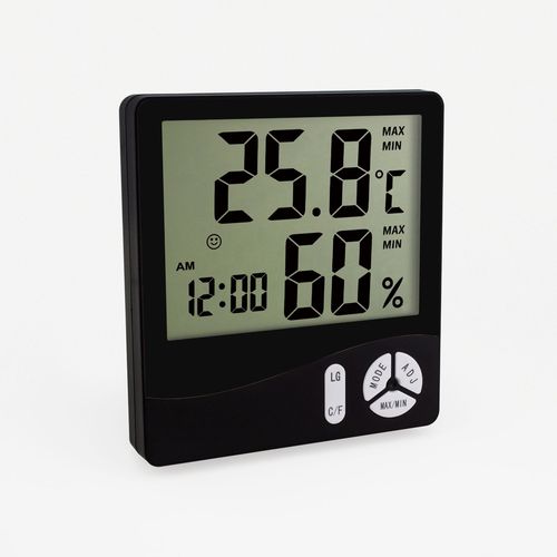 Modern minimalist LCD digital home environment temperature and humidity monitor multifunction electronic clock