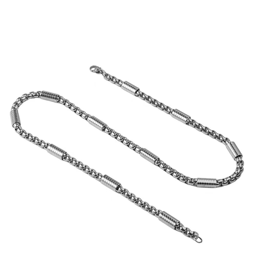 Edelstahl Halskette Mit Quadratischem Perlenanhänger Für Damen_voghion.com