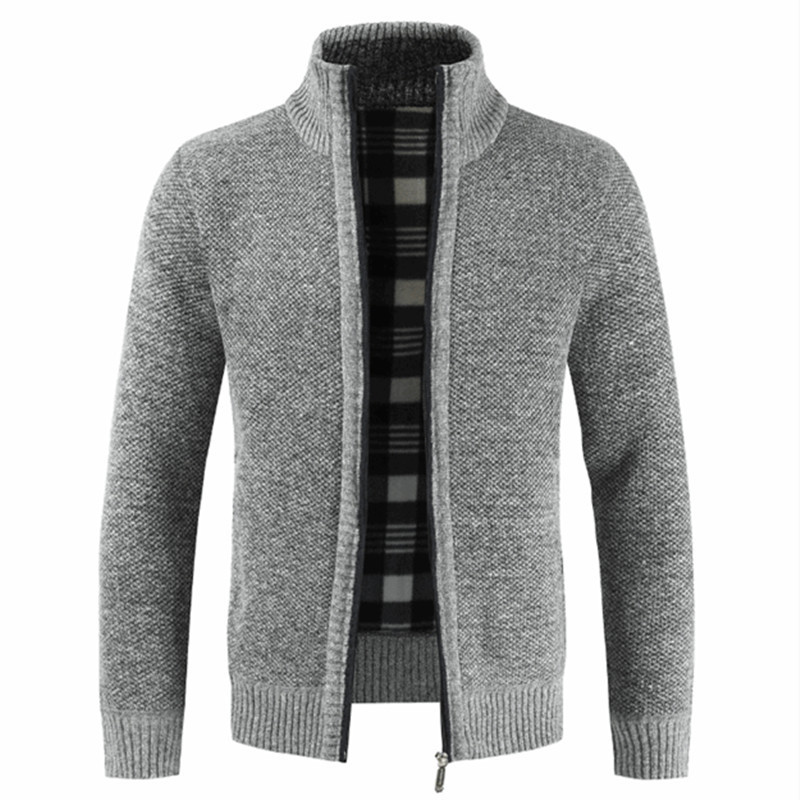 ¡Famoso! Cárdigan de punto, suéter, cuello alto para hombre, chaqueta con cremallera, suéter cálido, suéter, marea