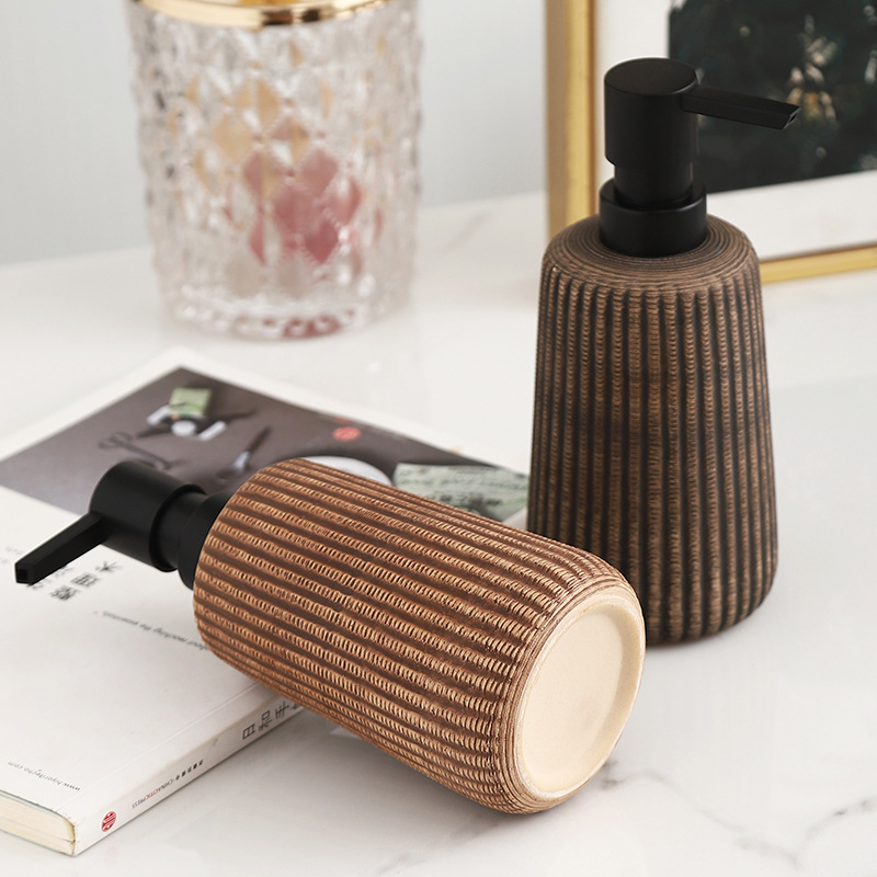 Botella de desinfectante de manos de cerámica, champú de alto valor, gel de ducha, botella subenvasada, botella vacía, hotel y casa de familia, creatividad japonesa