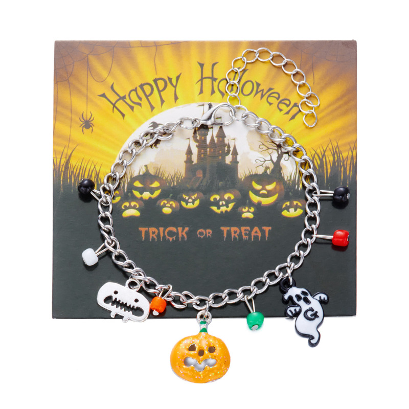 クロスボーダー新しいハロウィンシリーズジュエリーゴーストカボチャカーペンダントブレスレットかわいい面白い猫ホリデーブレスレット|undefined
