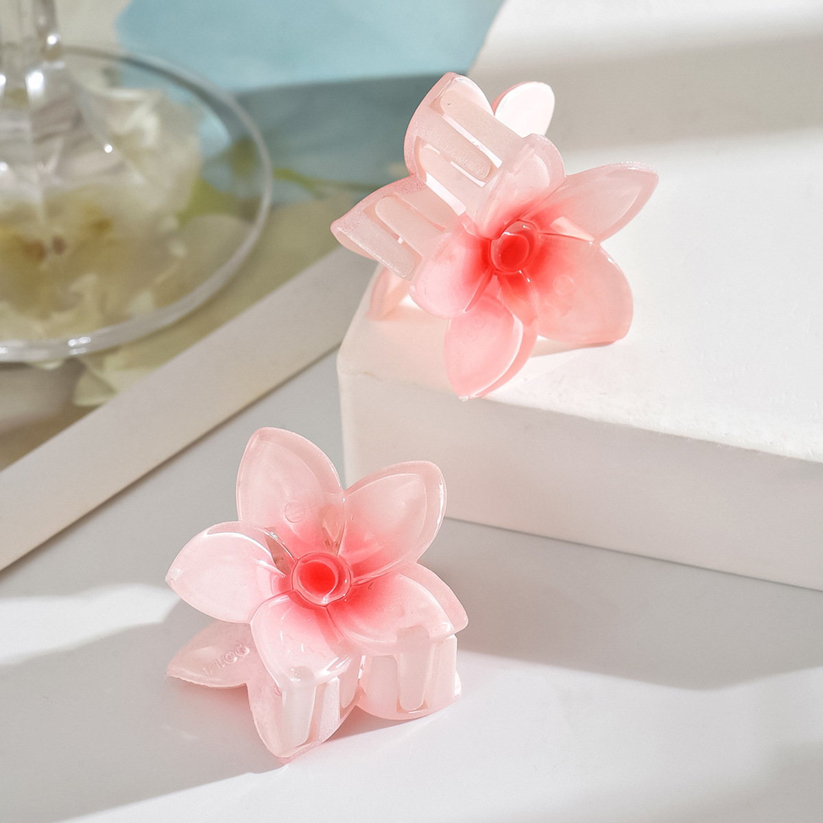 Horquilla de flor, color de flor puntiaguda, media corbata de tamaño mediano, agarre de pelo, pinza de cola de caballo alta, horquilla dulce esmerilada, hembra 4cm