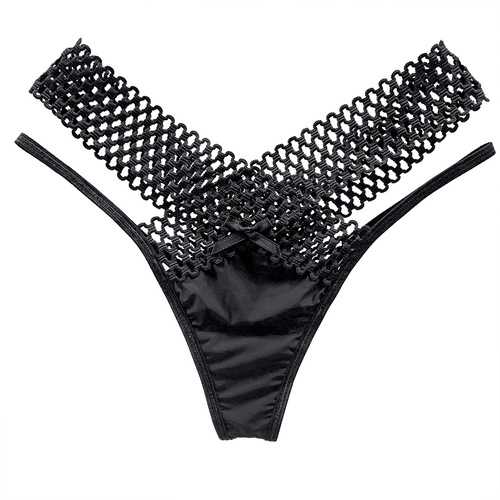 Cross sexy thong women's ice silk seamless low-waist hollow webbing sentimental see-through comfortable temptation pure desire underwear